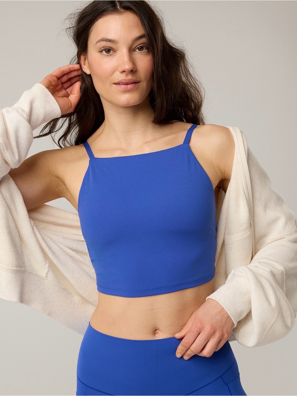 Aerie OFFLINE Real Me Apron Longline Sports Bra Yearbook Blue S